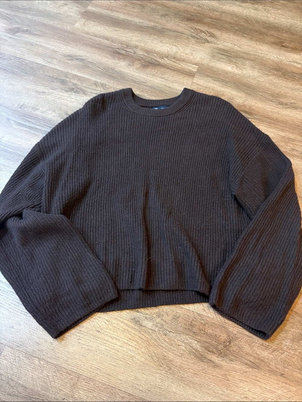 Brown Gap Ribbed Cotton Crewneck Sweater